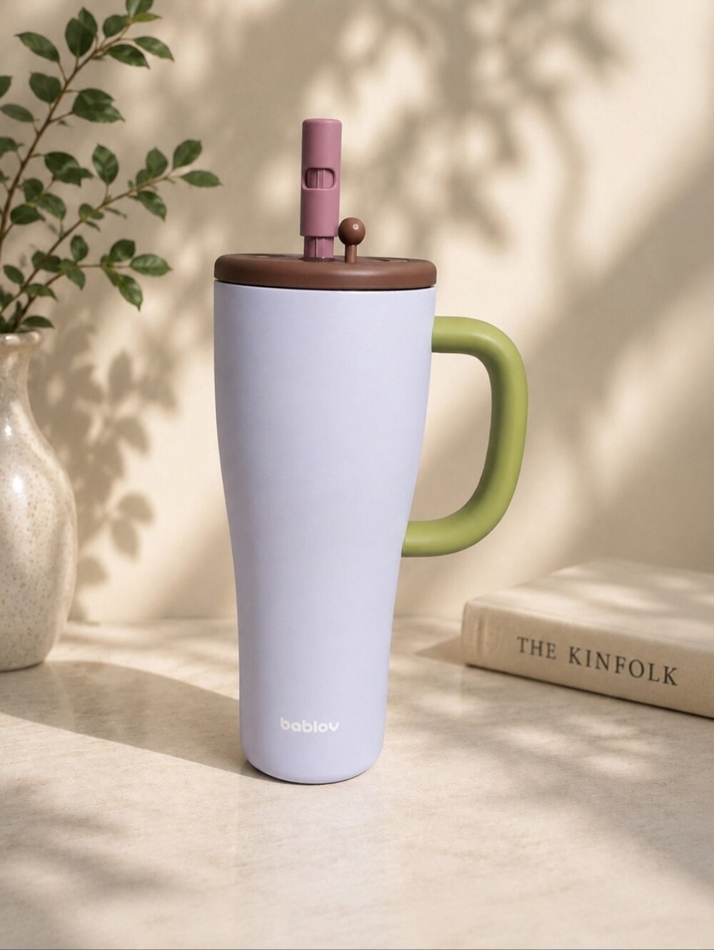 Bablov 1L Stainless Steel Insulated Tumbler Handle Straw Blue NIB